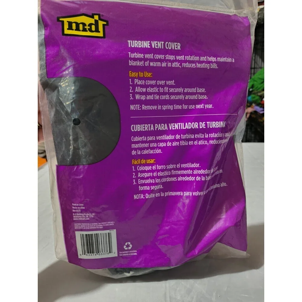 MD Turbine Vent Cover Heavy Duty Reusable Plastic 22